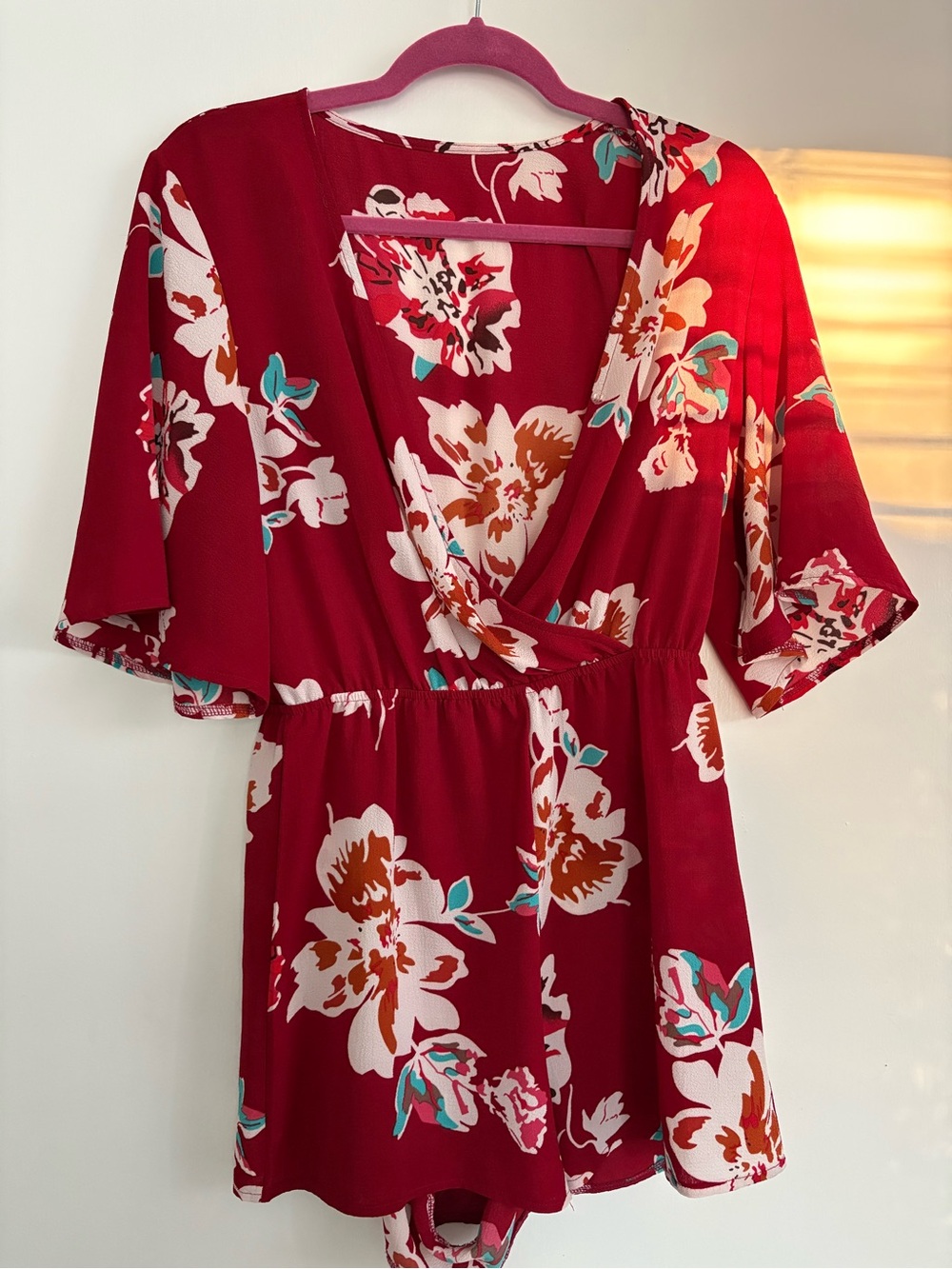 Red Floral Romper